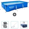 Best Rectangular Steel Pro Swimming Pool - 300 x 201 x 66 cm - Blå - Inkluderet tilbehør CB45 Pooler