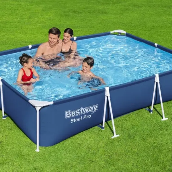 Best Rectangular Steel Pro Swimming Pool - 300 x 201 x 66 cm - Blå - Inkluderet tilbehør CB45 Pooler