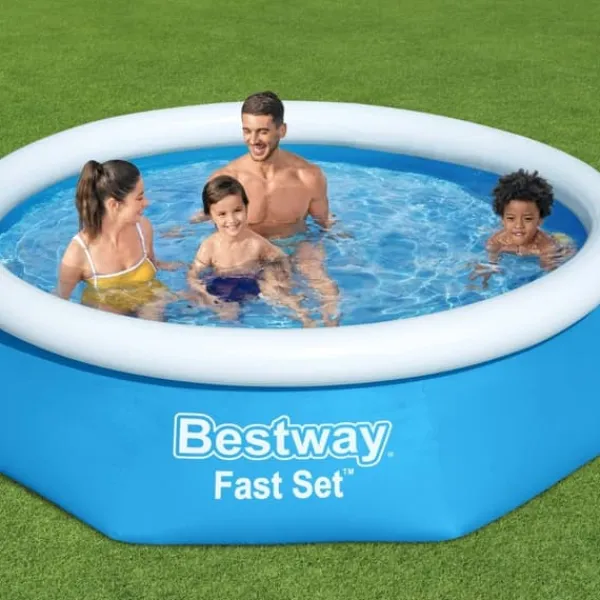 Discount Round Oppustelig Fast Set Swimming Pool - 244 x 61 cm - Blå - Inkluderet tilbehør CB39 Pooler