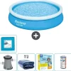 Round Oppustelig Fast Set Swimming Pool - 366 x 76 cm - Blå - Inklusive Tilbehør CB17 Pooler