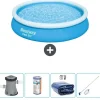 Bestway Pooler^Round Oppustelig Fast Set Swimming Pool - 366 x 76 cm - Blå - Inklusive Tilbehør CB54