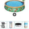 Hot Round Oppustelig Fast Set Swimming Pool - Paradise Print - 457 x 84 cm - Inklusive Tilbehør CB51 Pooler