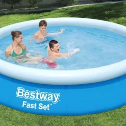 Bestway Pooler^Round Oppustelig Fast Set Swimming Pool - 366 x 76 cm - Blå - Inkluderet tilbehør CB41