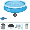 Outlet Round Oppustelig Fast Set Swimming Pool - 366 x 76 cm - Blå - Inklusive Tilbehør CB11 Pooler