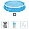 Best Round Oppustelig Fast Set Swimming Pool - 366 x 76 cm - Blå - Inkluderet tilbehør CB48 Pooler