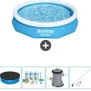 Bestway Pooler^Round Oppustelig Fast Set Swimming Pool - 305 x 66 cm - Blå - Inkluderet tilbehør CB5