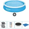 Outlet Round Oppustelig Fast Set Swimming Pool - 366 x 76 cm - Blå - Inklusive Tilbehør CB52 Pooler