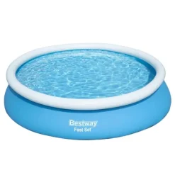Outlet Round Oppustelig Fast Set Swimming Pool - 366 x 76 cm - Blå - Inklusive Tilbehør CB52 Pooler