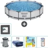 Discount Round Steel Pro MAX swimmingpool - 366 x 76 cm - Grå - Inklusive Tilbehør CB18 Pooler