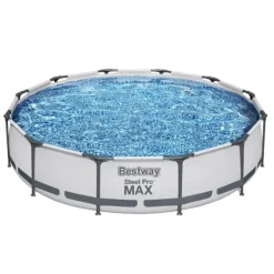 Discount Round Steel Pro MAX swimmingpool - 366 x 76 cm - Grå - Inklusive Tilbehør CB18 Pooler