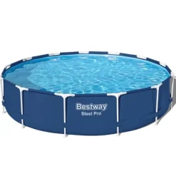 Hot Round Steel Pro Swimming Pool - 396 x 84 cm - Blå - Inklusive Tilbehør CB51 Pooler