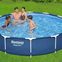 Best Round Steel Pro Swimming Pool - 366 x 76 cm - Blå - Inklusive Tilbehør CB13 Pooler
