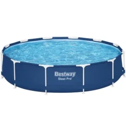 Best Round Steel Pro Swimming Pool - 366 x 76 cm - Blå - Inklusive Tilbehør CB13 Pooler