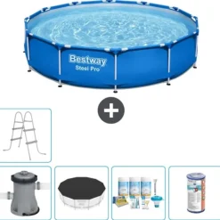 Bestway Pooler^Round Steel Pro Swimming Pool - 366 x 76 cm - Blå - Inklusive Tilbehør CB14