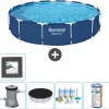 Bestway Pooler^Round Steel Pro Swimming Pool - 396 x 84 cm - Blå - Inklusive Tilbehør CB13