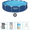 Bestway Pooler^Round Steel Pro Swimming Pool - 396 x 84 cm - Blå - Inklusive Tilbehør CB60