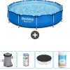 Bestway Pooler^Round Steel Pro Swimming Pool - 366 x 76 cm - Blå - Inklusive Tilbehør CB51