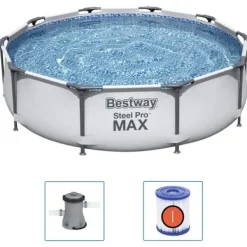 Sale Bestway Steel Pro MAX swimmingpoolsæt 305x76 cm | Farve: Stål | Størrelse: 305x76 cm Pooler