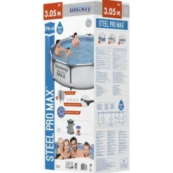 Sale Bestway Steel Pro MAX swimmingpoolsæt 305x76 cm | Farve: Stål | Størrelse: 305x76 cm Pooler