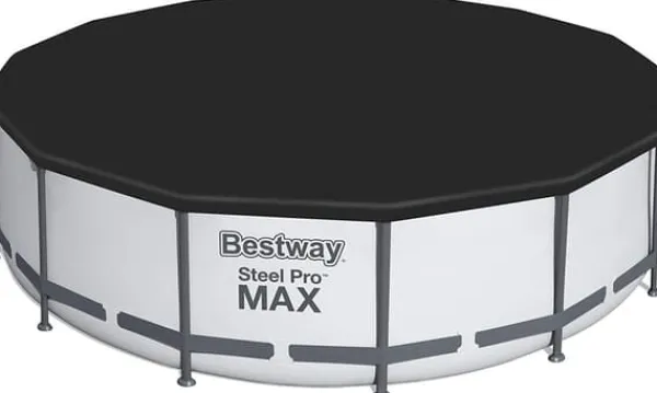 Online Bestway Steel Pro Max 549x122 cm Rund Overjordisk Pool Sæt med Pumpe, Stige og Dække - Arktisk Grå Pooler