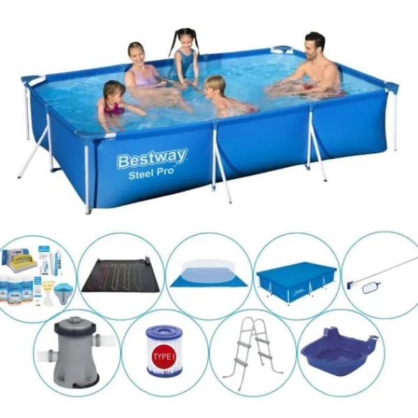 Hot Steel Pro Rectangular 300x201x66 cm - Pool med tilbehør Pooler