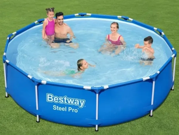 Online Bestway Steel Pro Rundt Ramme Pool Sæt, 305x76 cm, Inkluderer Pumpe & Filter, Holdbart & Nem Opsætning Pooler