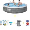 Bestway Pooler^Swimming Pool - Fast Set - Paradise Flowers - 457 x 84 cm - Inklusiv WAYS vedligeholdelsespakke & filterpumpe