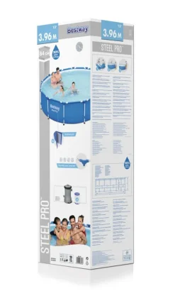 Hot swimmingpool - Steel Pro - 396 x 84 cm - Inklusiv solsejls- og filterpumpe Pooler