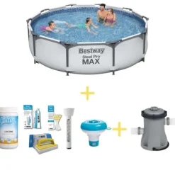 Bestway Pooler^swimmingpool - Steel Pro MAX - 366 x 76 cm - Inklusiv solsejl, filterpumpe og filter