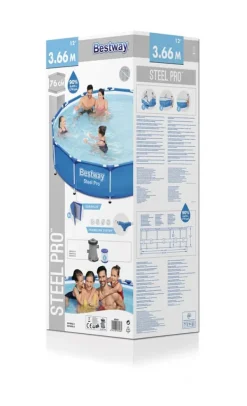Bestway Pooler^swimmingpool - Steel Pro - 366 x 76 cm - Inklusiv solsejls- og filterpumpe
