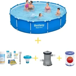 Discount swimmingpool - Steel Pro - 396 x 84 cm - Inklusiv WAYS vedligeholdelsespakke, filterpumpe og filter Pooler