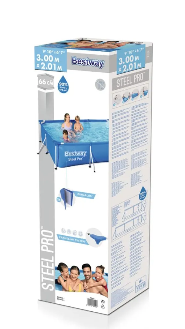 Clearance swimmingpool - Steel Pro - 300 x 201 x 66 cm - Inklusiv WAYS vedligeholdelsespakke Pooler