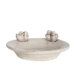 Til Fugle & Småvildt^Betonskulptur Vandskål med Fugle Grå Figur