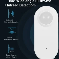Online Bevægelsessensor, Zigbee 3.0, Trådløs rækkevidde 45m, Dimensioner 42mm x 31mm x 70mm, Driftstemperatur -10°C til 45°C, Følsomhedsafstand 5m Sensorer Til Sikkerhedssystemer