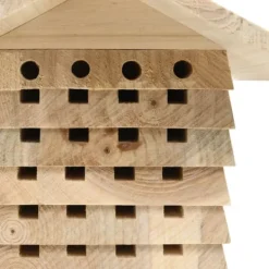 Online Bihotel i massivt fyrretræ - Tiltræk solitære bier | Størrelse: 22x20x20 cm Til Fugle & Småvildt