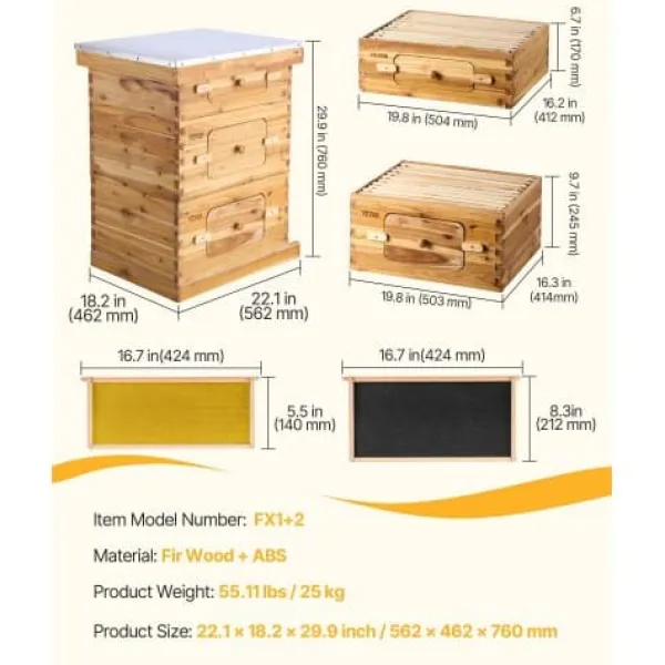 Outlet Bikube, 30-ramme Langstroth startpakke, 56,2x46,2x76 cm, fyrretræ Til Fugle & Småvildt