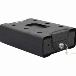 Pengeskabe^Bil Safe med lås - Robust metalboks til værdigenstande | Farve: Sort | Størrelse: 21.8x16x7 cm