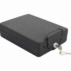 Pengeskabe^Bil Safe med lås - Robust metalboks til værdigenstande | Farve: Sort | Størrelse: 21.8x16x7 cm