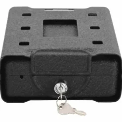 Pengeskabe^Bil Safe med lås - Robust metalboks til værdigenstande | Farve: Sort | Størrelse: 21.8x16x7 cm