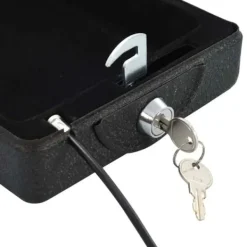Pengeskabe^Bil Safe med lås - Robust metalboks til værdigenstande | Farve: Sort | Størrelse: 21.8x16x7 cm