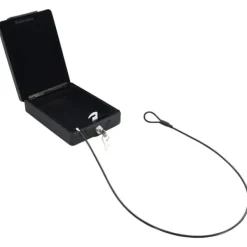 Pengeskabe^Bil Safe med lås - Robust metalboks til værdigenstande | Farve: Sort | Størrelse: 21.8x16x7 cm