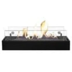 Discount Bio-ethanol brænder L (5820B) - Sort - Bio-ethanol indbygningsovn med patenteret keramisk sten - 3 KW varme Pejse