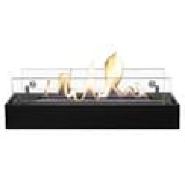 Discount Bio-ethanol brænder L (5820B) - Sort - Bio-ethanol indbygningsovn med patenteret keramisk sten - 3 KW varme Pejse