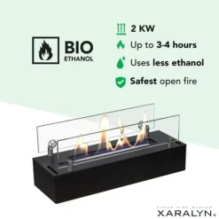 Pejse^Bio-ethanol brænder S (4114B) - Sort - Bio-ethanol indbygningsovn med patenteret keramisk sten - 2 KW varme