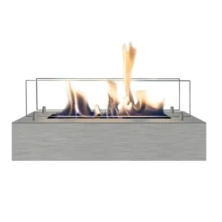 Clearance Bioethanol brænder S (4114S) - Børstet rustfrit stål - Bioethanol indbygningsovn med patenteret keramisk sten - 2 KW varme Pejse