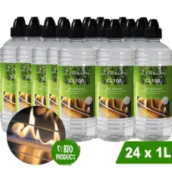 Hot Bioethanol CL100 (24X 1 liter) - 100 % ren bioethanol - Lugtfri - Hollandsk oprindelse - Miljøvenligt brændstof Tilbehør Til Brændeovne & Pejse