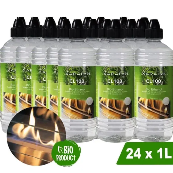 Hot Bioethanol CL100 (24X 1 liter) - 100 % ren bioethanol - Lugtfri - Hollandsk oprindelse - Miljøvenligt brændstof Tilbehør Til Brændeovne & Pejse