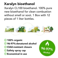 Hot Bioethanol CL100 (24X 1 liter) - 100 % ren bioethanol - Lugtfri - Hollandsk oprindelse - Miljøvenligt brændstof Tilbehør Til Brændeovne & Pejse