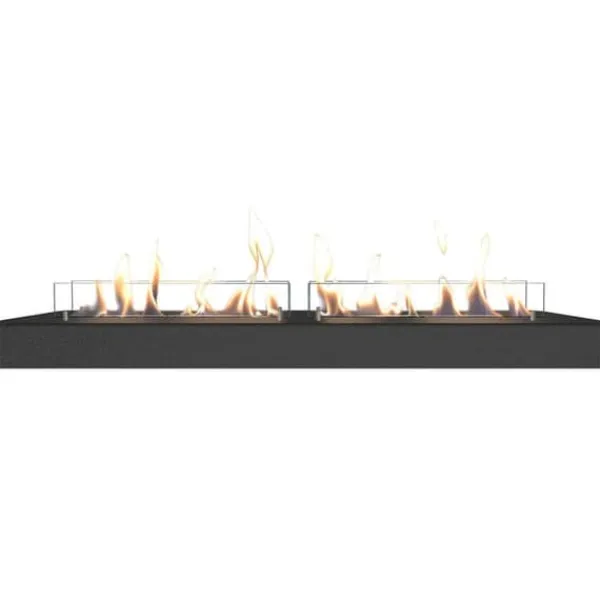 Sale Bioethanolbrænder XXL (11814LB) med indbygget læbe - Sort - Bioethanol indbygningsovn med patenteret keramisk sten - 4,5 KW varme Pejse