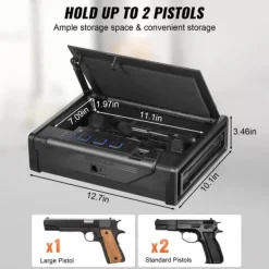 Discount Biometrisk pistolskab med tre adgangsmetoder til opbevaring af to pistoler. Sikkerhed og nem adgang. Pengeskabe